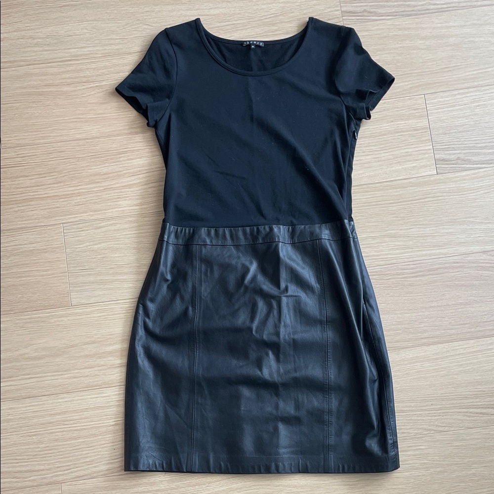 Theory Black Faux Leather Mini Dress